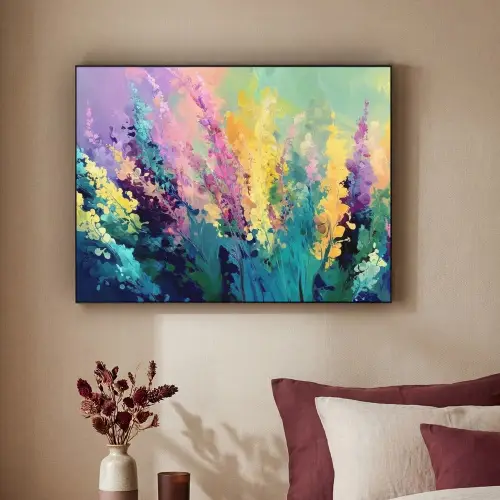 Dromerige - Langgerekte bloemen Textielframe zwart klein -sfeer1