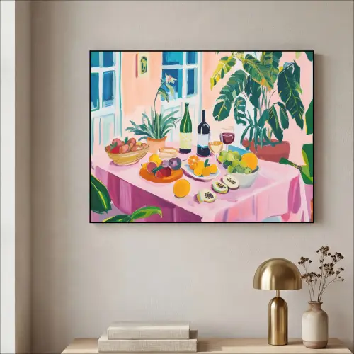 Tafel - Wijn - Fruit Textielframe - compleet frame klein -sfeer2