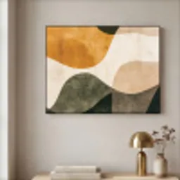 Vormen - Okergeel - Abstract Textielframe - compleet frame klein -sfeer2