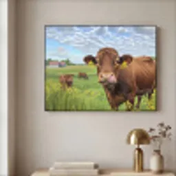 Koe - Weide - Bloemen Textielframe - compleet frame klein -sfeer2