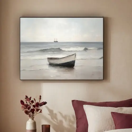 Roeiboot - Zee - Horizon Textielframe - compleet frame klein -sfeer1