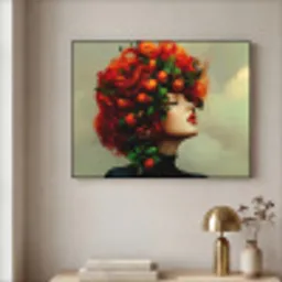 Vrouw - Appels - Rood - Bladeren Textielframe zwart klein -sfeer2