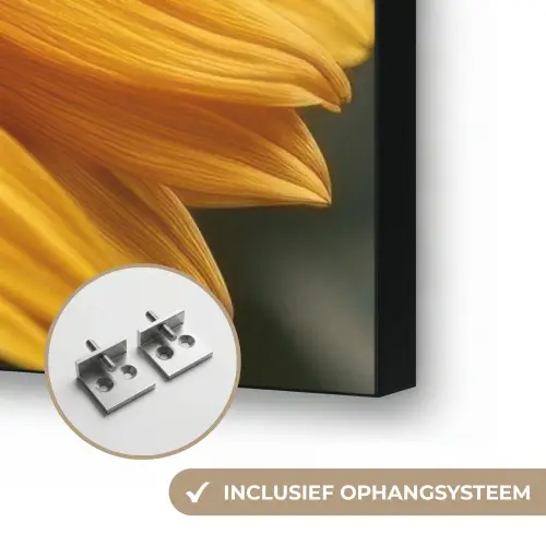 Geel - Zonnebloem - Zomers Textielframe zwart klein -USP_ophangsysteemNL