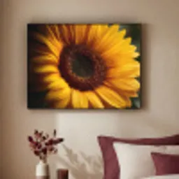 Geel - Zonnebloem - Zomers Textielframe zwart klein -sfeer1