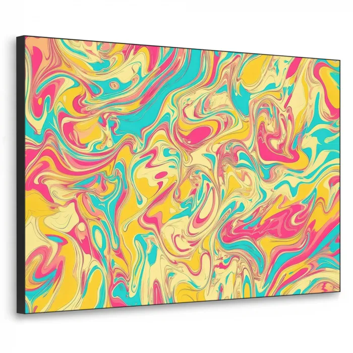 Geel - Roze - Blauw - Retro Textielframe - compleet frame klein -3d