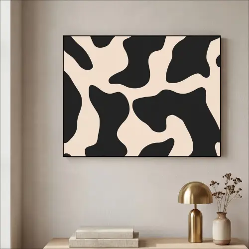 Vlekkenpatroon - Koe - Beige Textielframe - compleet frame klein -sfeer2