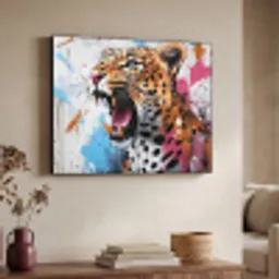 Abstract - Luipaard - Kleurrijk Textielframe - compleet frame klein -sfeer3