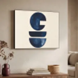 Vormen - Blauw - Abstract Textielframe zwart klein -sfeer3