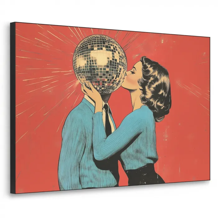 Vrouw - Retro - Discobal - Kus Textielframe - compleet frame klein -3d