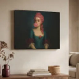 Vrouw - Portret - Kauwgombel Textielframe - compleet frame klein -sfeer3