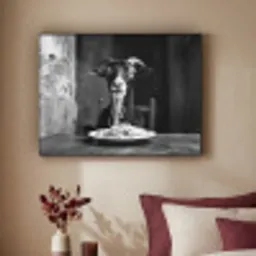 Geit - Bord - Spaghetti - Zwart Wit Textielframe - compleet frame klein -sfeer1