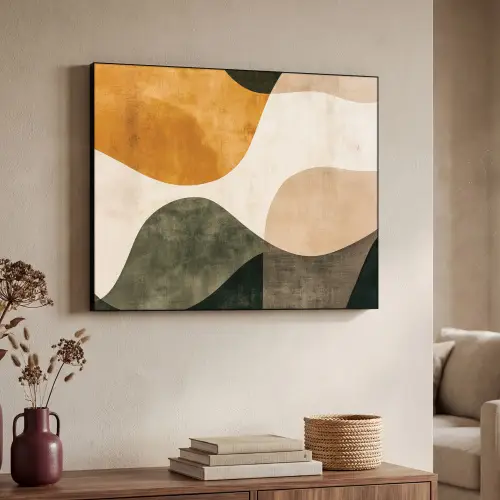 Vormen - Okergeel - Abstract Textielframe - compleet frame klein -sfeer3