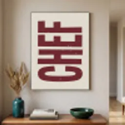 Chef - Rood - Japandi - Vintage Textielframe zwart klein -sfeer1