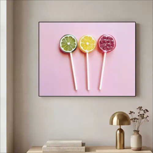Lolly - Snoep - Citrus Textielframe zwart klein -sfeer2