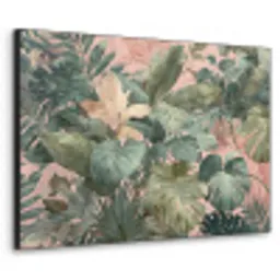 Compositie van bladeren - Groen - Roze Textielframe - compleet frame klein -3d