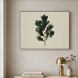 Eikenbladeren - Beige - Groen - Golvende randen Textielframe zwart klein -sfeer2