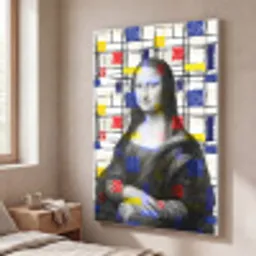 Mona Lisa - Mondriaan - Oude Meesters Textielframe wit middel -sfeer3