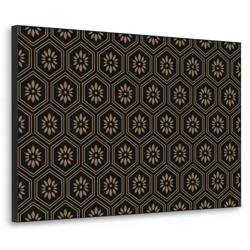Bloemen - Goud - Hexagon Textielframe zwart klein 947 -3d