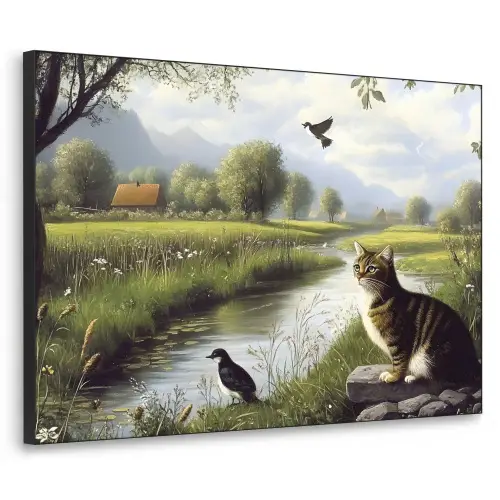 Kat - Beekje - Weide Textielframe - compleet frame klein -3d