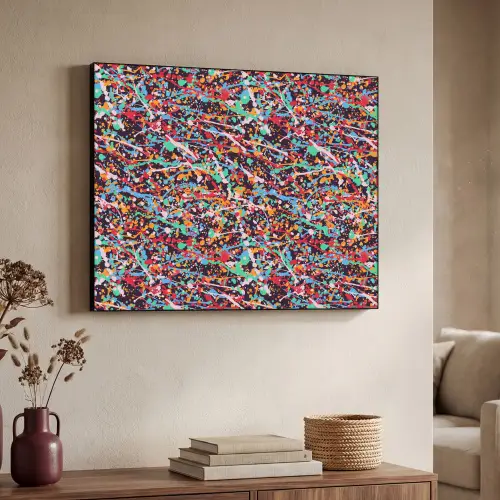 Spat - Abstract - Waterverf - Multi Textielframe zwart klein 947 -sfeer3