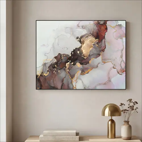 Rood - Marmer - Goud Textielframe - compleet frame klein -sfeer2