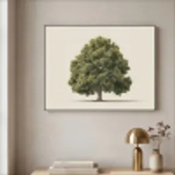 Eikenboom - Groen - Lichte achtergrond Textielframe zwart klein -sfeer2