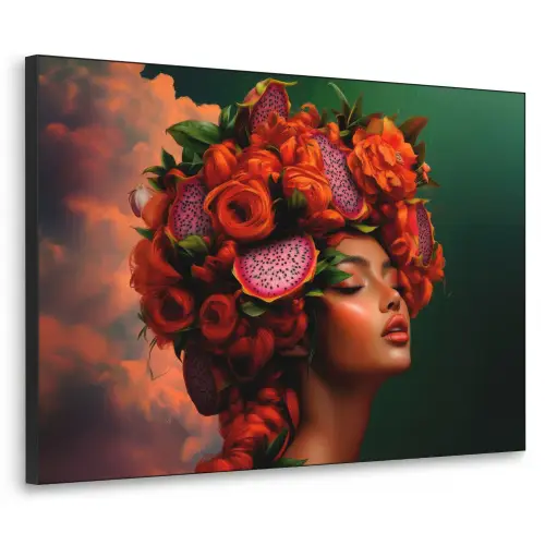 Vrouw - Drankenfruit - Rozen Textielframe - compleet frame klein -3d