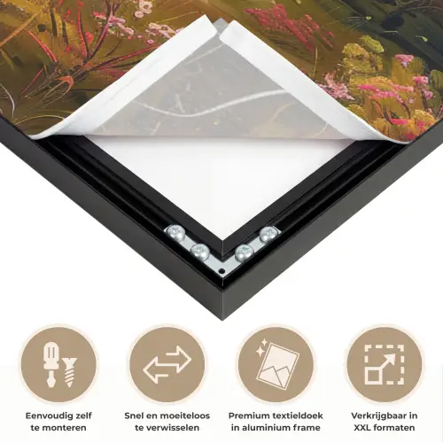 Landschap - Illustratie - Natuur Textielframe zwart klein -USP_closeupNL
