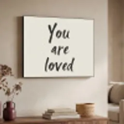 Minimalistisch - Beige - Love Textielframe zwart klein -sfeer3