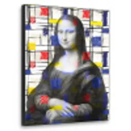 Mona Lisa - Mondriaan - Oude Meesters Textielframe zwart klein -3d
