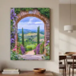 Doorkijk - Toscane - Landschap - Poort Textielframe - compleet frame klein -sfeer2