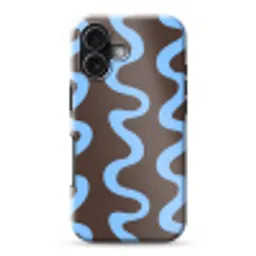 Kronkelende lijnen - Blauw - Bruin - Minimalistisch Toughcase MagSafe Apple iPhone 17 klein 1017 -3d