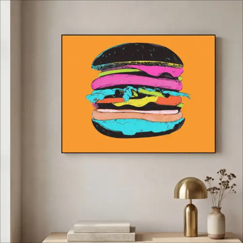 Hamburger - Kleurrijk - Speels Textielframe - compleet frame klein -sfeer2