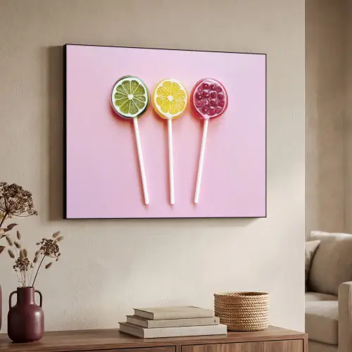 Lolly - Snoep - Citrus Textielframe zwart klein -sfeer3