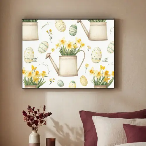 Gieter - Bloemen - Eieren Textielframe zwart klein -sfeer1