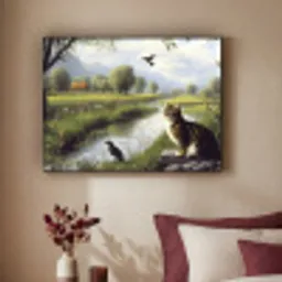 Kat - Beekje - Weide Textielframe - compleet frame klein -sfeer1