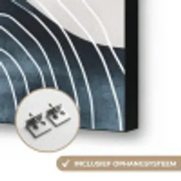 Lijnen - Golven - Abstract - Blauw Textielframe zwart klein -USP_ophangsysteemNL