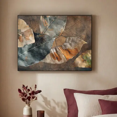 Bladeren - Bruin - Herfst - Natuur Textielframe - compleet frame klein -sfeer1