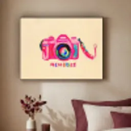 Camera - Memories - Roze - Geschilderd Textielframe - compleet frame klein -sfeer1