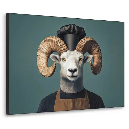 Geit - Hoorns - Kokskleding Textielframe zwart klein -3d