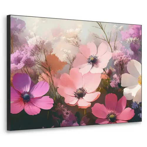 Bloemen - Kleurrijk - Bloei Textielframe zwart klein -3d