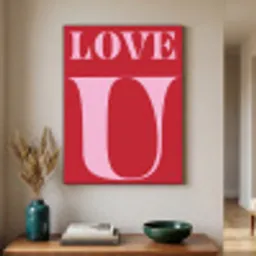 Rood - Love - Valentijn - Roze Textielframe zwart klein -sfeer1