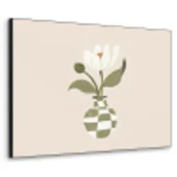 Vaas - Geruit - Bloem - Groen Textielframe - compleet frame klein -3d
