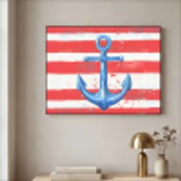 Anker - Verfspatten - Rood - Blauw Textielframe zwart klein -sfeer2