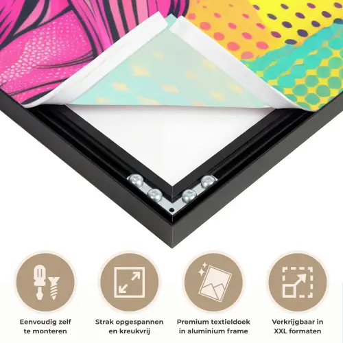 Zonnebril - Vrouw - Zonnig - Geel Textielframe zwart klein -USP_feed_closeupNL