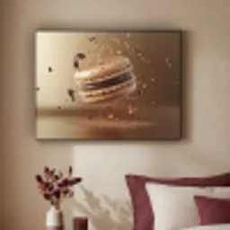 Chocolade - Macarons - Eten - Snoep Textielframe zwart klein -sfeer1