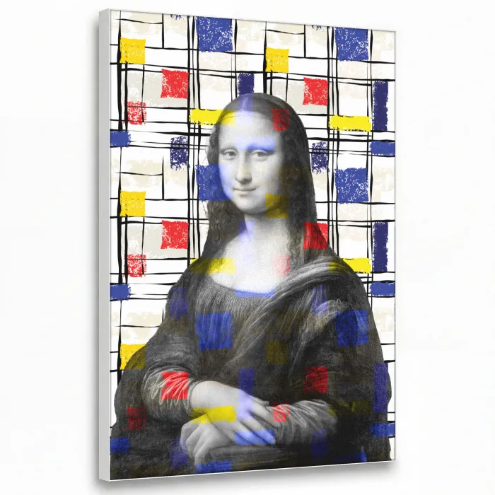 Mona Lisa - Mondriaan - Oude Meesters Textielframe wit middel -3d