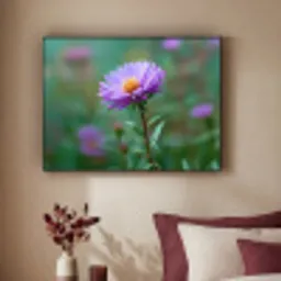 Aster - Paars - Bloem - Blaadjes Textielframe zwart klein -sfeer1