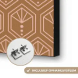Bruin - Roze - Geometrisch - Patroon Textielframe zwart klein 947 -USP_ophangsysteemNL