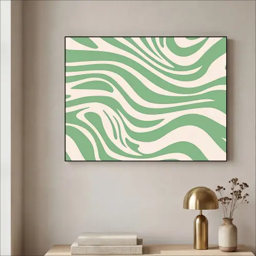 Zebrapatroon - Groen - Retro Textielframe - compleet frame klein -sfeer2